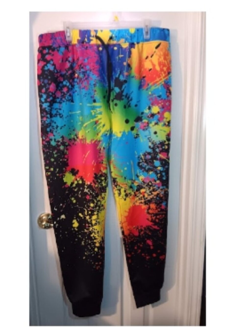 Paint splatter track pants, men's XXL